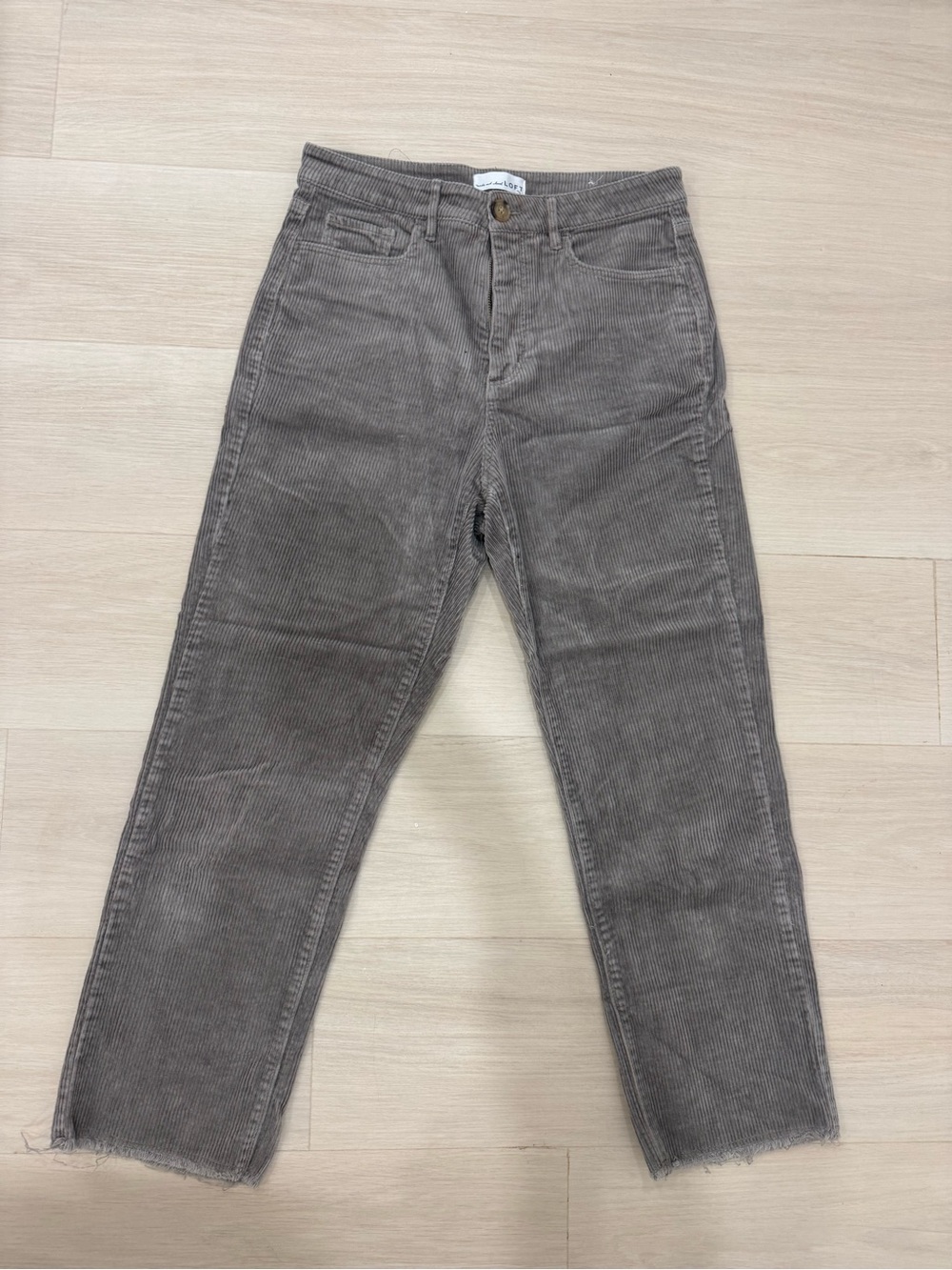 LOFT Cropped Corduroy Straight-Leg Jeans in Green Gray